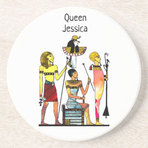 Oude Egypte Farao's Weelderige versiering Zandsteen Onderzetter