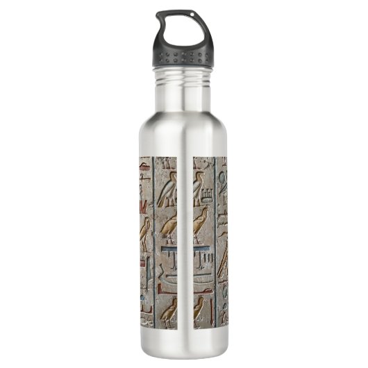 Oude Egypte Hiërogliefengravure Pharoah pGift Waterfles (Achterkant)