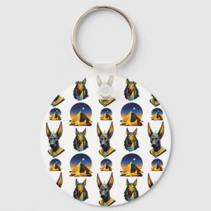 Oude Egypte Piramide Anubis Patroon Ontwerp Sleutelhanger