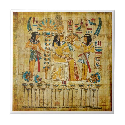 Oude Egypte Tapestry Scroll Heirogliphics Tegeltje (Voorkant)