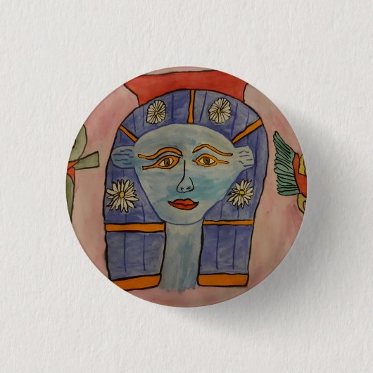 Oude Egyptenaar Ronde Button 3,2 Cm (Voorkant)