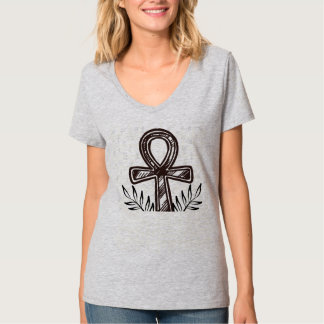 Oude Egyptische Ankh & olijftak Minimalistisch  T-shirt