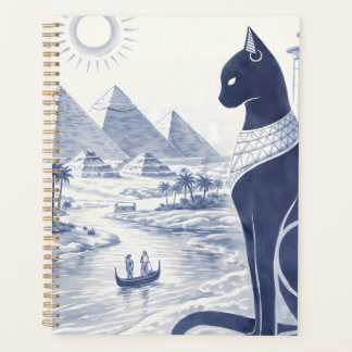 Oude Egyptische Bastet Kat en Piramides Blauw Planner