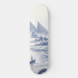 Oude Egyptische Bastet Kat en Piramides Blauw Skateboard