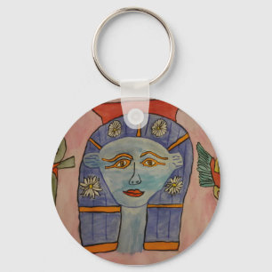 Oude Egyptische Button Key Ring Sleutelhanger