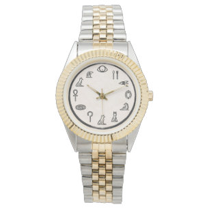 Oude Egyptische cijfers gouden tweekleurige horlog Horloge