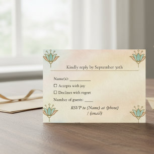 Oude Egyptische Elegante Lotus RSVP-kaart RSVP Kaartje