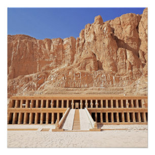 Oude Egyptische farao Deir el-Bahri Tempel Dynasti Perfect Poster