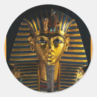 Oude Egyptische faraomasker, Koning Tut gouden kun Ronde Sticker