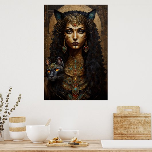 Oude Egyptische godin Bastet Poster (Keuken)