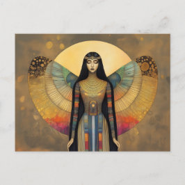 Oude Egyptische Godin Isis Regenboog Gouden Kunst Briefkaart