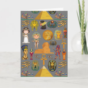 Oude Egyptische Hiëroglief -Patroon Farao Kaart