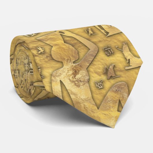 Oude Egyptische hiërogliefen Gold Stropdas (Opgerold)