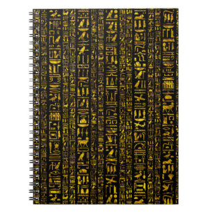 Oude Egyptische hiërogliefen goud en zwart kleur Notitieboek