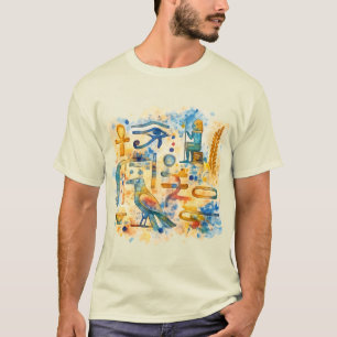 Oude Egyptische Hiërogliefen Oog van Horus & Ankh T-shirt