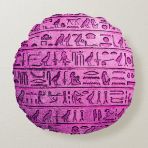 Oude Egyptische hiërogliefen Paarse ronde Kussens