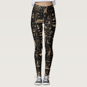 Oude Egyptische hiërogliefen - zwart en goud Leggings (Voorkant)