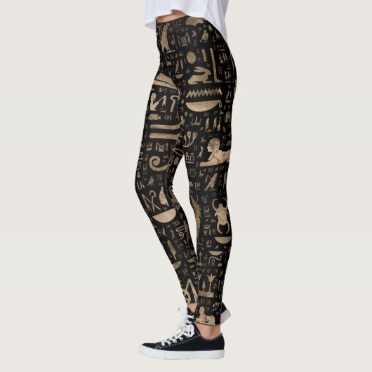 Oude Egyptische hiërogliefen - zwart en goud Leggings (Links)