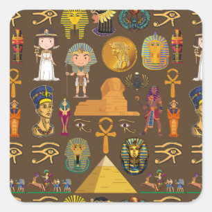 Oude Egyptische Hieroglyphic — Patroonsymbool Vierkante Sticker