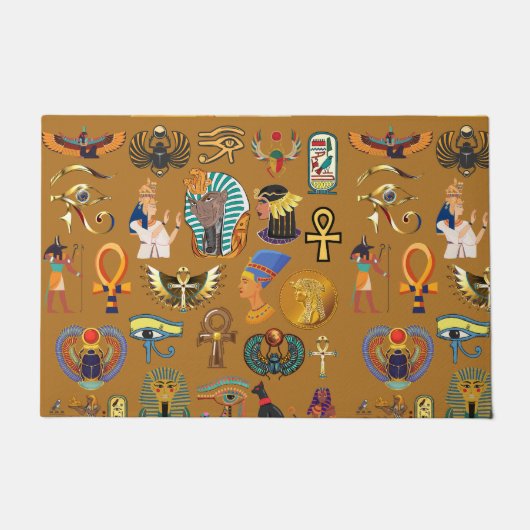 Oude Egyptische Hieroglyphic - Pattern Hieroglyphi Deurmat (Voorkant)