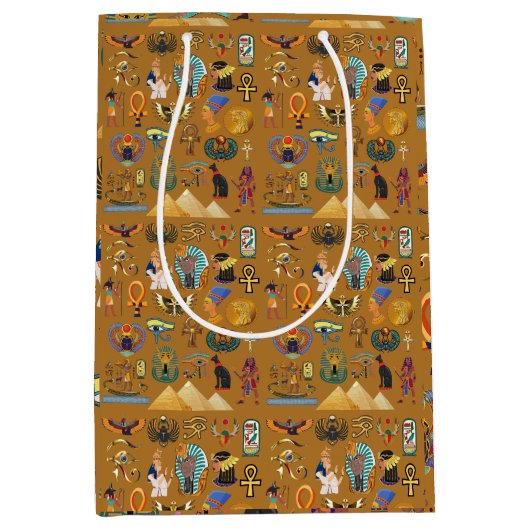 Oude Egyptische Hieroglyphic - Pattern Hieroglyphi Medium Cadeauzakje (Voorkant)