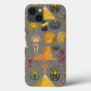 Oude Egyptische Hieroglyphic - Pattern Pharaoh iPhone 13 Hoesje