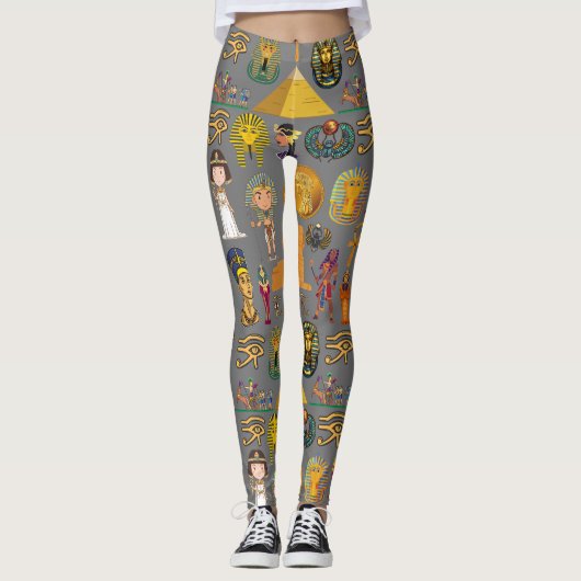 Oude Egyptische Hieroglyphic - Pattern Pharaoh Leggings (Voorkant)