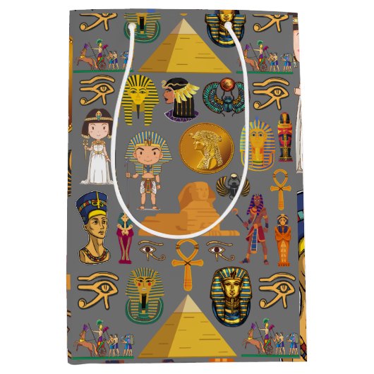 Oude Egyptische Hieroglyphic - Pattern Pharaoh Medium Cadeauzakje (Voorkant)
