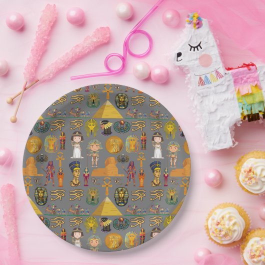 Oude Egyptische Hieroglyphic - Pattern Pharaoh Papieren Bordje (Feest)