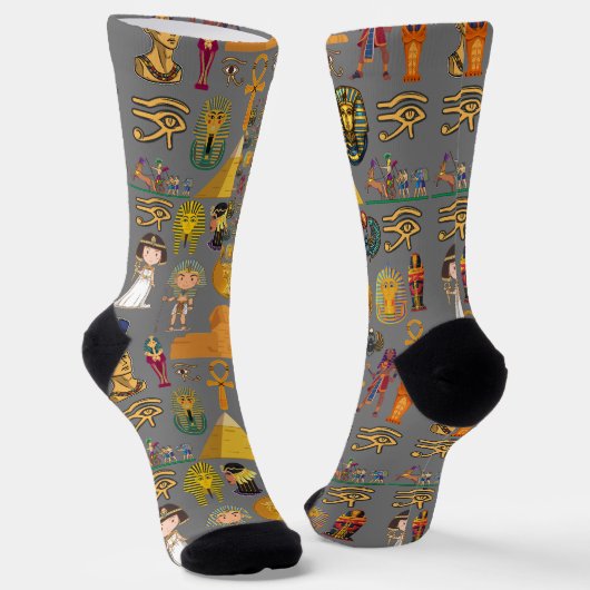 Oude Egyptische Hieroglyphic - Pattern Pharaoh Sokken (Gebogen)