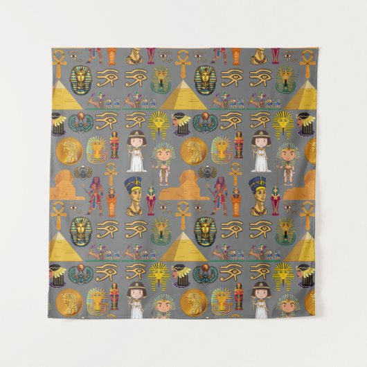 Oude Egyptische Hieroglyphic - Pattern Pharaoh Wandkleed (Voorkant)