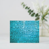 Oude Egyptische Hieroglyphs Blue Briefkaart (Staand voorkant)