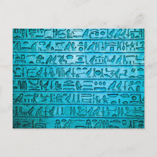 Oude Egyptische Hieroglyphs Blue Briefkaart