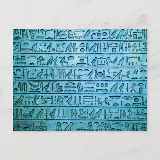 Oude Egyptische Hieroglyphs Blue Briefkaart (Voorkant)