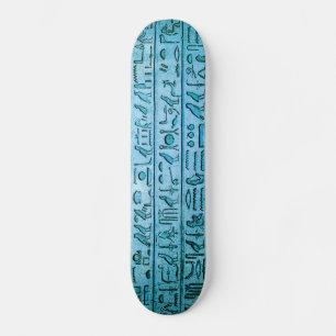 Oude Egyptische Hieroglyphs Blue Skateboard