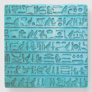 Oude Egyptische Hieroglyphs Blue Stenen Onderzetter