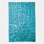 Oude Egyptische Hieroglyphs Blue Theedoek (Verticaal)