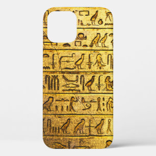 Oude Egyptische Hieroglyphs - Geel iPhone 12 Hoesje