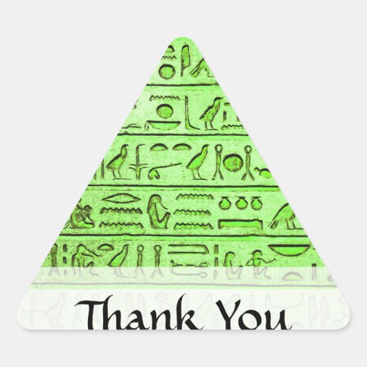 Oude Egyptische Hieroglyphs Green Driehoek Sticker (Voorkant)