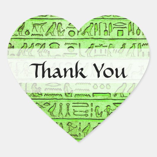Oude Egyptische Hieroglyphs Green Hart Sticker (Voorkant)