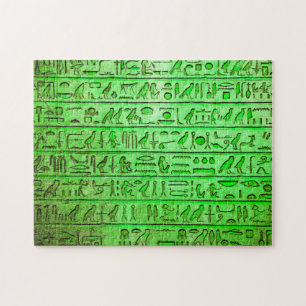 Oude Egyptische Hieroglyphs Green Jigzaag Puzzle Legpuzzel