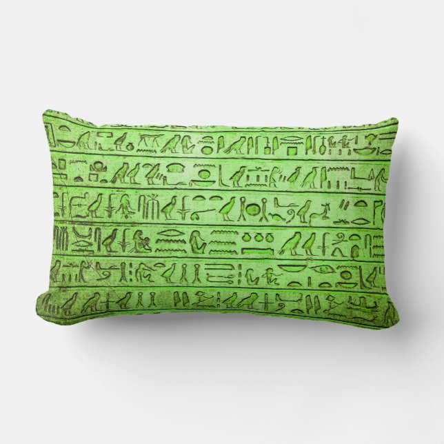 Oude Egyptische Hieroglyphs Green Lumbar Pillow Kussen (Voorkant)