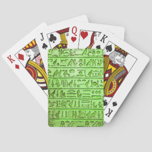 Oude Egyptische Hieroglyphs Green Pokerkaarten