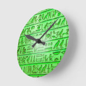 Oude Egyptische Hieroglyphs Green Ronde Klok (Hoek)