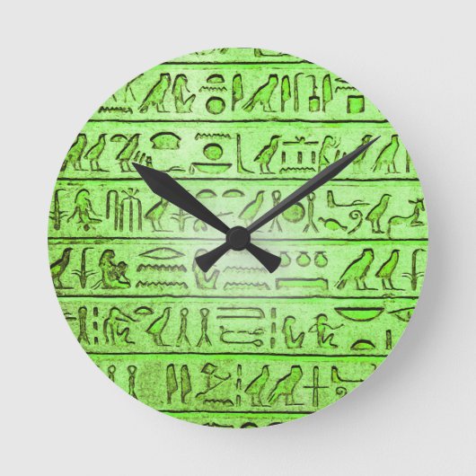 Oude Egyptische Hieroglyphs Green Ronde Klok (Voorkant)