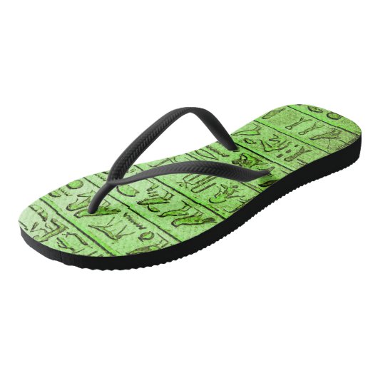 Oude Egyptische Hieroglyphs Groene Teenslippers (Schuin)