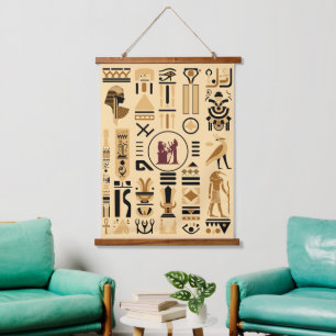 Oude Egyptische Hieroglyphs Hangend Wandkleed