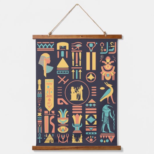 Oude Egyptische Hieroglyphs Hangend Wandkleed (Voorkant)