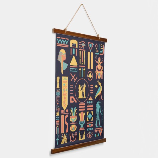 Oude Egyptische Hieroglyphs Hangend Wandkleed (Gebogen)