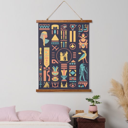 Oude Egyptische Hieroglyphs Hangend Wandkleed (Slaapkamer)